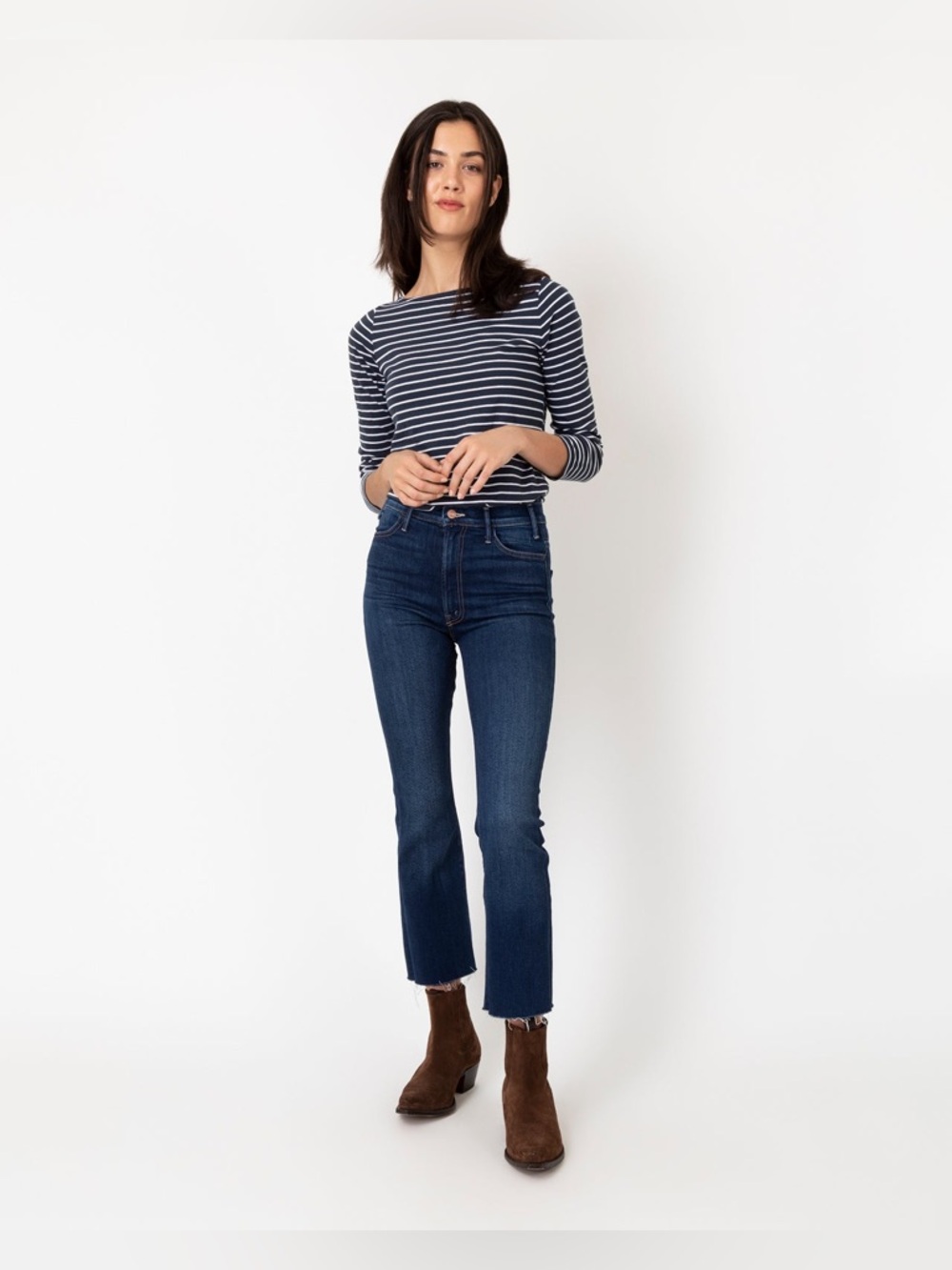 MOTHER The Hustler Ankle Fray Jeans in Home Movies Size 25 High Rise Bootcut